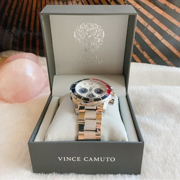Vince Camuto Gold and White Chronograph Watch s-l400.jpg main image 4